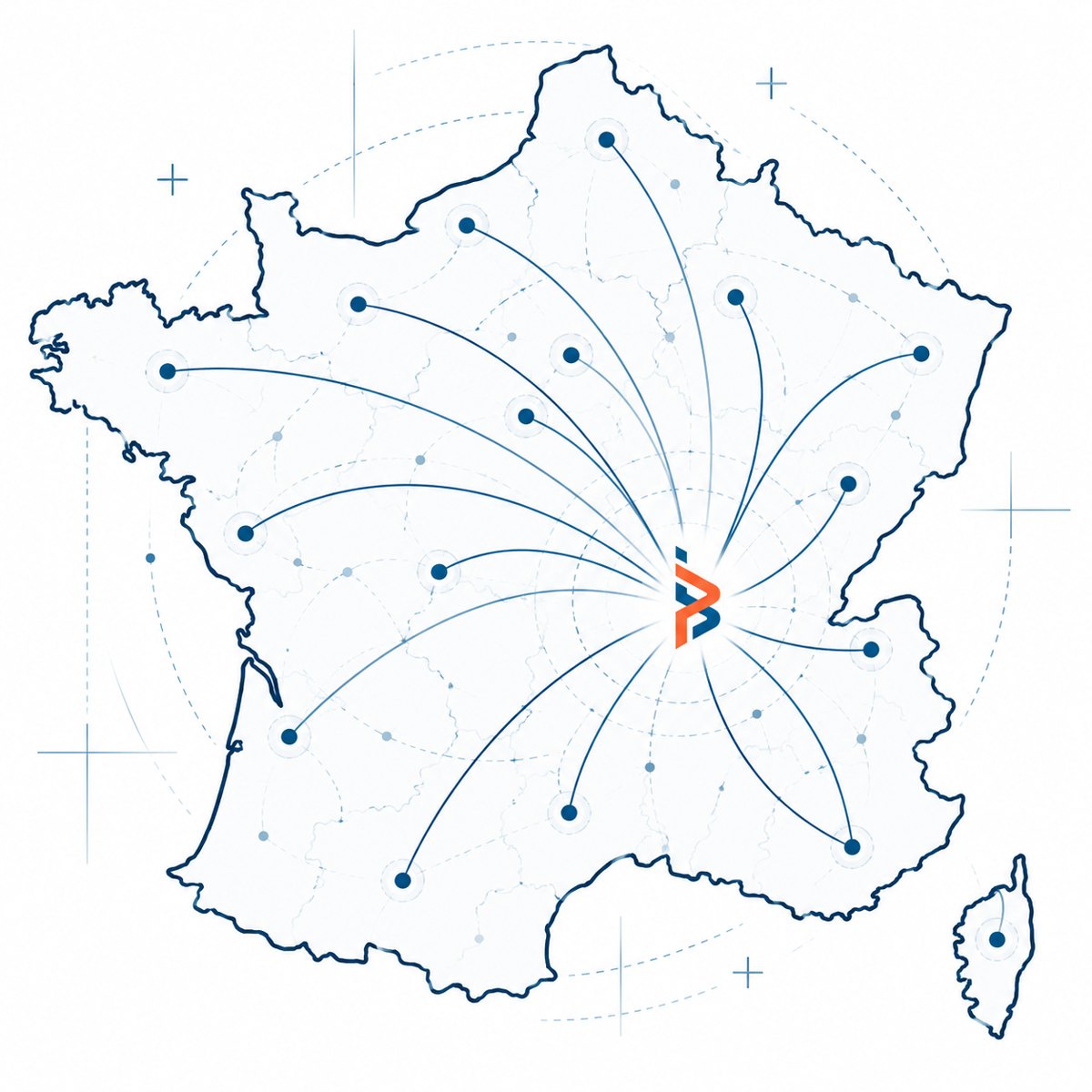 Carte de France : BIMANAGEMENT, basé près de Lyon, intervient sur des projets partout en France