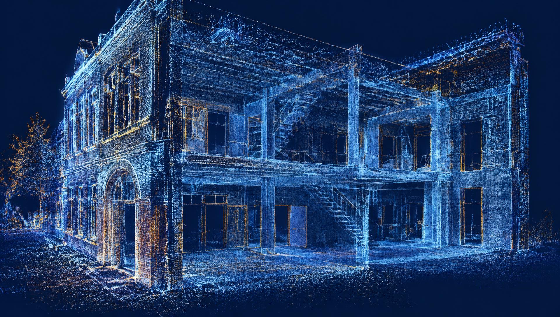 Nuage de points issu du relevé 3D d'un bâtiment existant